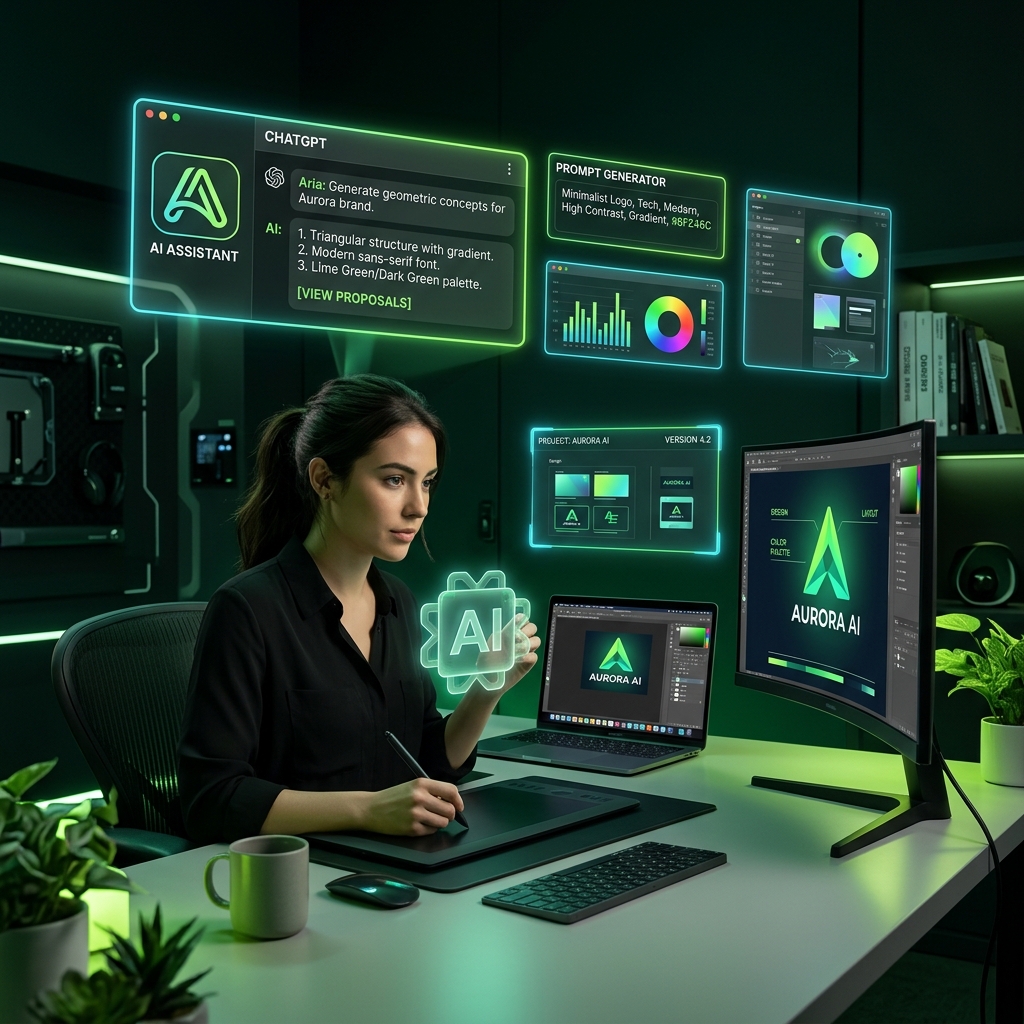 Designer working with AI